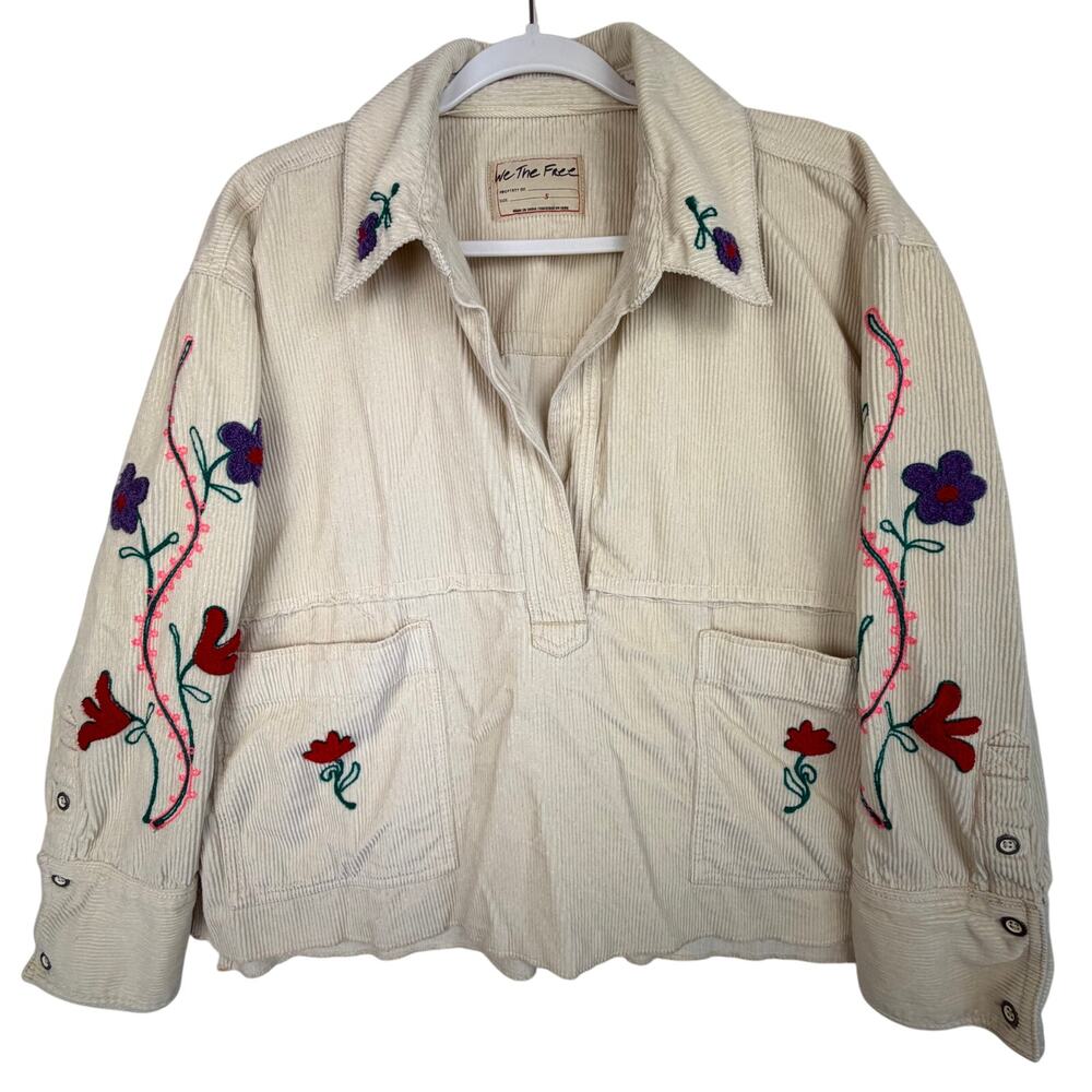 Free People We The Free Winter Bloom Pullover Jacket Women S Cream Floral $168 - Picture 3 of 7